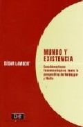 Portada de MUNDO Y EXISTENCIA. CONSIDERACIONES FENOMENOLOGICAS DESDE LA PERSPECTIVA DE HEIDEGGER Y WELTE