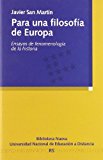 Portada de PARA UNA FILOSOFIA DE EUROPA: ENSAYOS DE FENOMENOLOGIA DE LA HISTORIA